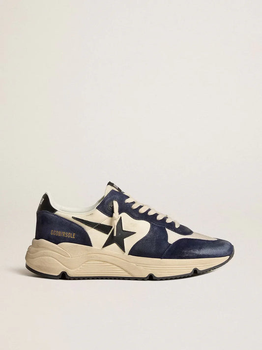 Running Sole pour homme en cuir nappa noir et beige avec étoile et contrefort noirs