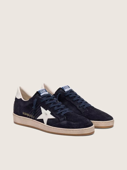 Ball Star homme en cuir velours bleu foncé avec étoile en cuir blanc