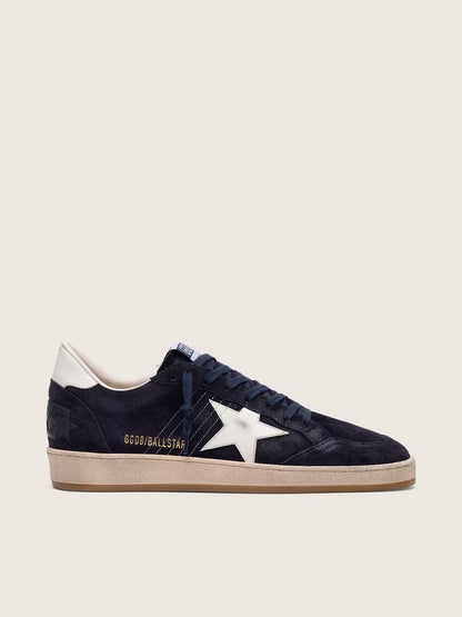 Ball Star homme en cuir velours bleu foncé avec étoile en cuir blanc