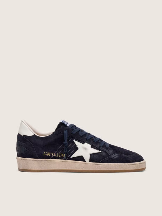 Ball Star homme en cuir velours bleu foncé avec étoile en cuir blanc