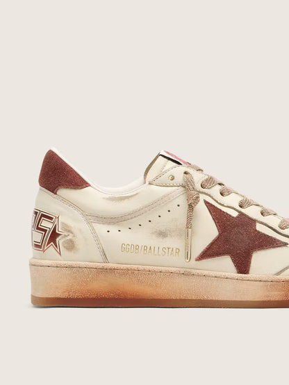 Ball Star femme en cuir blanc avec étoile et empiècement en cuir rouille